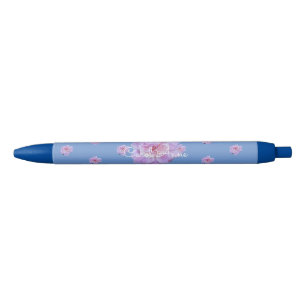 Lila Monogramm Pink Peony Floral Kugelschreiber
