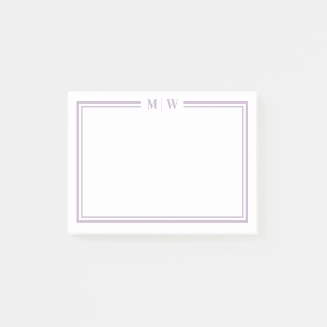 Lila Monogramm Post-it Klebezettel (Vorderseite)