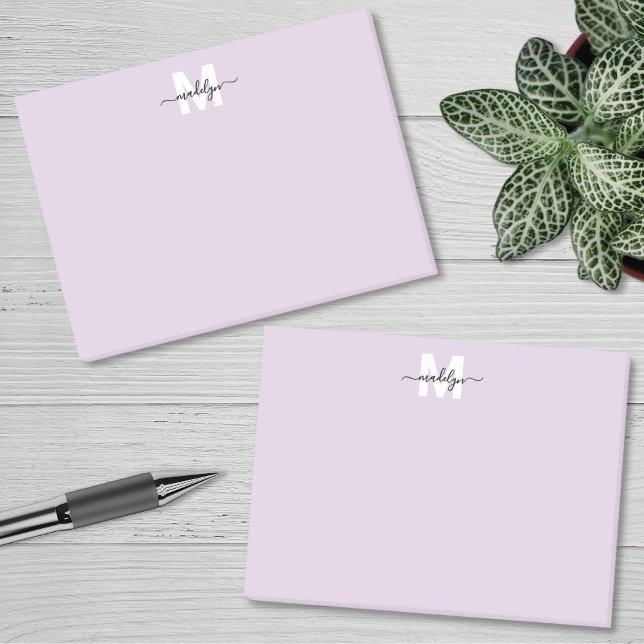 Lila Monogramm Post-it Klebezettel (Purple Monogram Post-it Notes)