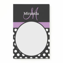 Lila Monogramm Schwarz-weißer Polka-Dot