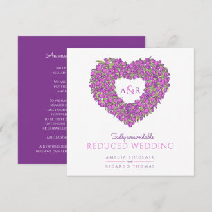 Lila Monogramm Tulpen Herz reduzierte Hochzeit Ankündigung