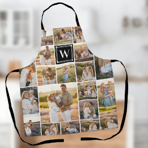 Lila monogrammierte Fotocollage mit 20 Bildern Schürze