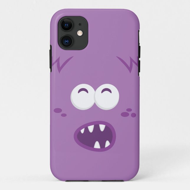 Lila Monster Face iPhone Case (Rückseite)