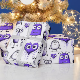 Lila Monster Geschenkpapier