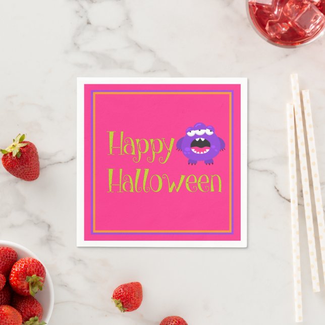 Lila Monster Halloween Spaß Kinder Serviette (Beispiel)