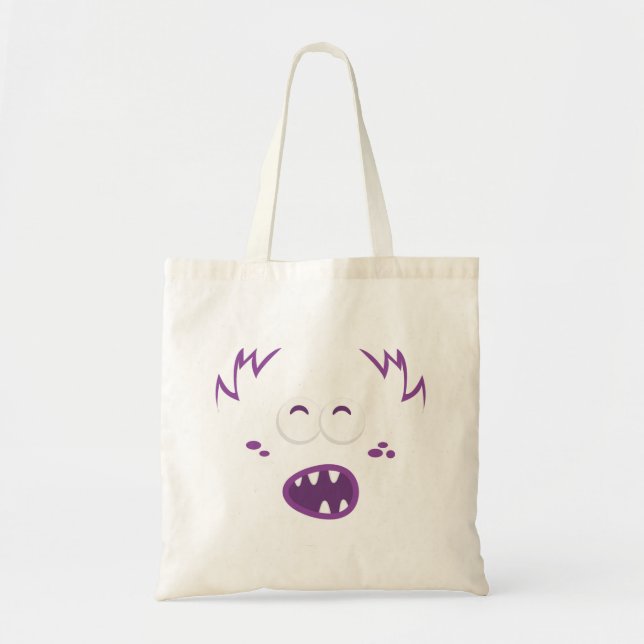 Lila Monster Kawaii Face Tote Bag Tragetasche (Vorne)