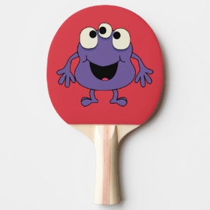 Lila Monster scherzt Tischtennis-Paddel Tischtennis Schläger