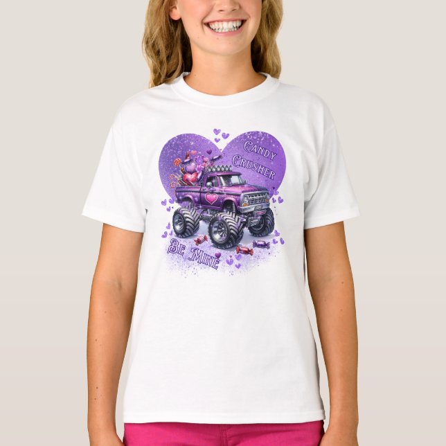 Lila Monster Truck Candy Crusher sein Mine T-Shirt (Vorderseite)