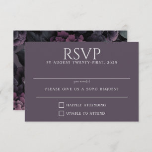 Lila Moody Floral RSVP Karte