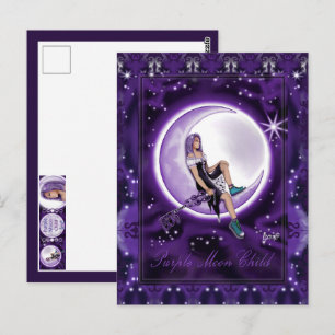 Lila Moon Child Postkarte