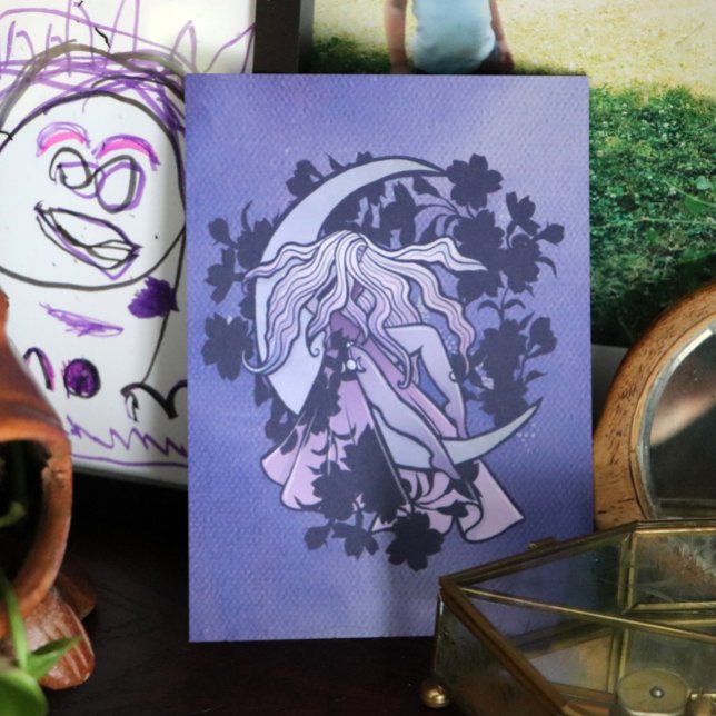 Lila Moon Goddess Wiccan Triple Moon Symbol Art Postkarte (Von Creator hochgeladen)