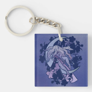 Lila Moon Goddess Wiccan Triple Moon Symbol Art Schlüsselanhänger
