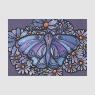 Lila Moon Moth Daisies Seidenpapier