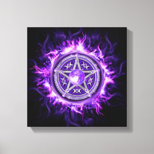 Lila Moon Pentagram Leinwanddruck (Vorderseite)