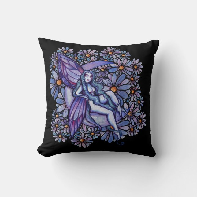 Lila MoonChild Fairy Moon Kinderblume Feen Kissen (Vorderseite)