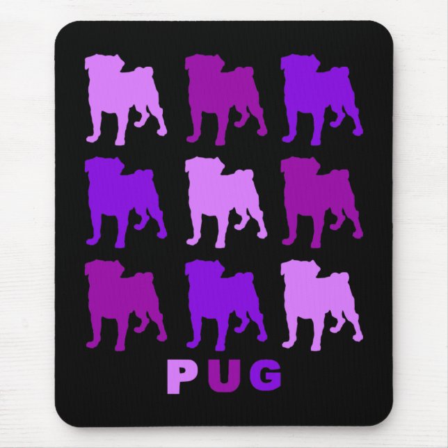 Lila Möpsen Mousepad (Vorne)