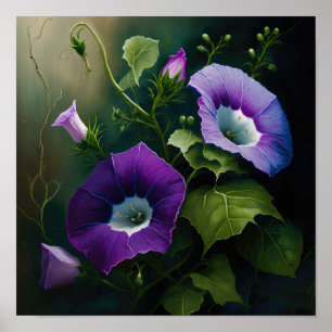 Lila Morgen-Glorie-Blumen-Kunst-Druck Poster