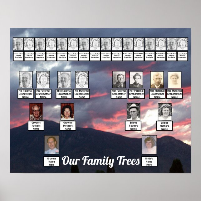 Lila Mountain Sunset Foto United Family Trees Poster (Vorne)