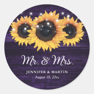 Lila Mr. and Mrs Sunflower Wedding Stickers
