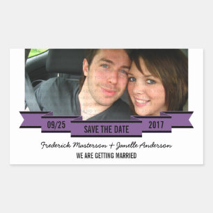 Lila Multifunktionsband-Foto Save the Date Sticker