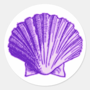 Lila Muschel des tropischen Mondlichts Runder Aufkleber
