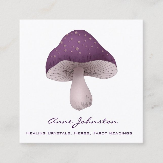 Lila Mushroom Square Business Card Quadratische Visitenkarte (Vorderseite)