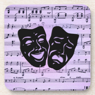 Lila Musik- und Theater Masken Getränkeuntersetzer