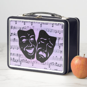 Lila Musik- und Theater Masken Metall Brotdose