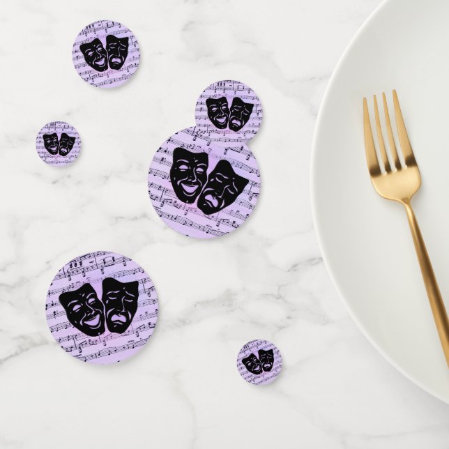Lila Musik- und Theatermasken Konfetti (Gruppe)