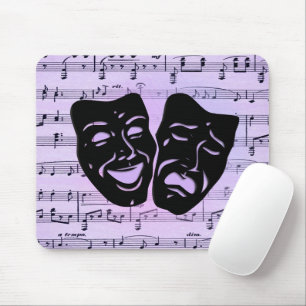 Lila Musik- und Theatermasken Mousepad