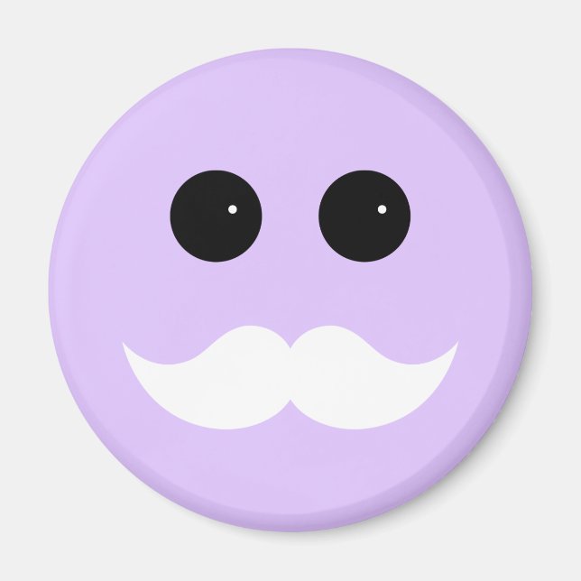 Lila Mustache Emoticon Magnet (Vorne)