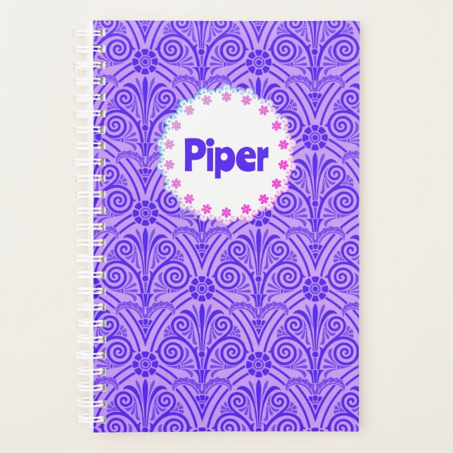 Lila Muster Boho Namensplaner Planer (Vorderseite)