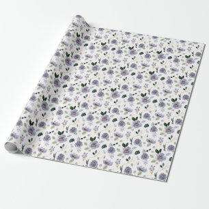 Lila Muster der Blumen-Klassik Geschenkpapier
