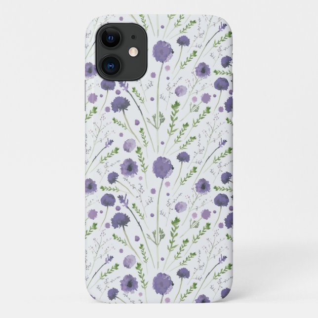 Lila Muster der grünen Tossing-Blume Case-Mate iPhone Hülle (Rückseite)