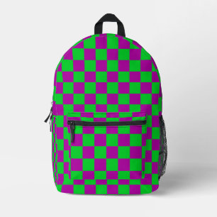 Lila Muster eines grün karierten Karos Bedruckter Rucksack
