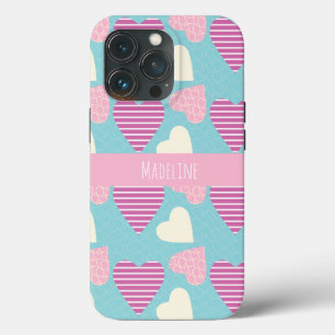 Lila Muster für das Herz-Hand-Drawn-Valentinstag Case-Mate iPhone Hülle