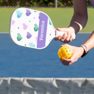 Lila Muster für die Wasserfarbigkeit des Herzens Pickleball Schläger