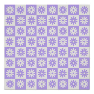 Lila Muster für Hippie-Blume-Checkerboard Poster