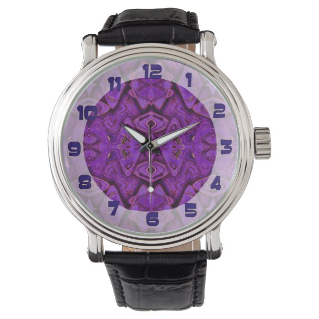 lila Musterhintergrund Armbanduhr (Vorderseite)