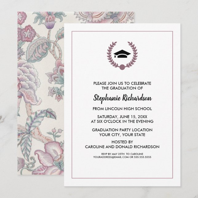 Lila Musterprüfung Einladung (Vorne/Hinten)