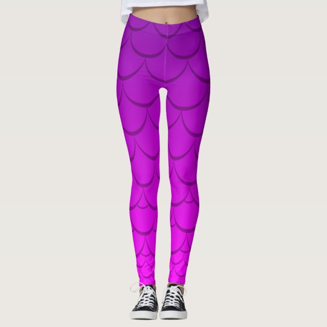 Lila (mutig/verblassen Sie), Meerjungfrau-Skala Leggings (Vorderseite)