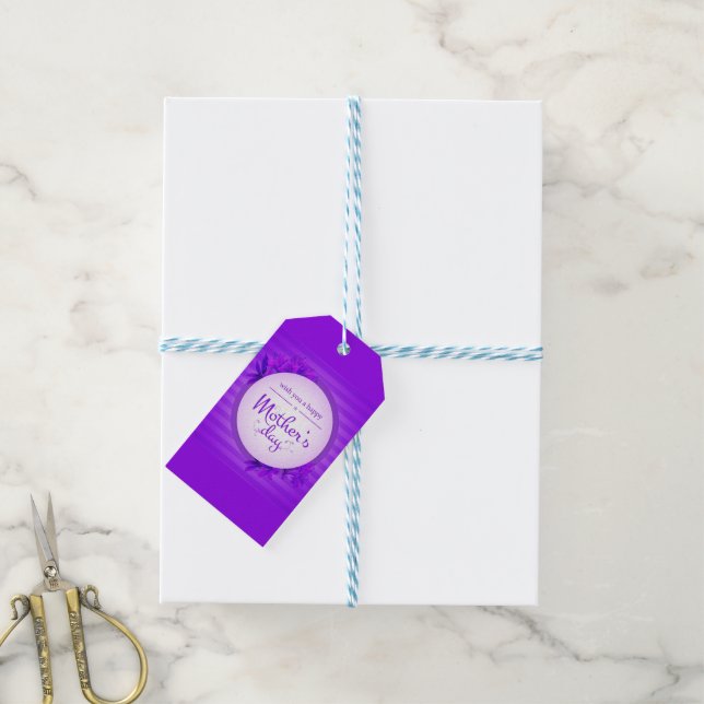 Lila Muttertagsmuster Geschenkanhänger (Mit Garn)