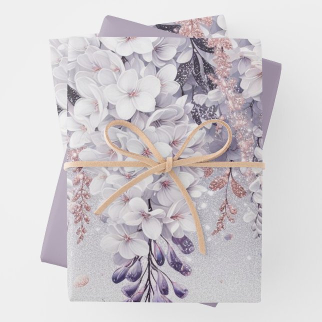 Lila Mystical Wisteria Drift Geschenkpapier Set (Beispiel)