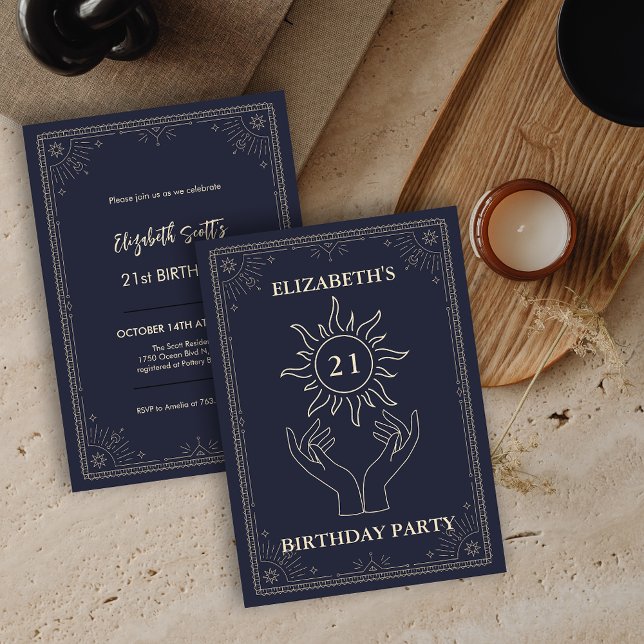 Lila Mystische Astrologie Star 21. Geburtstag Einladung (Purple Mystic Astrology Star 21st Birthday Invitation)