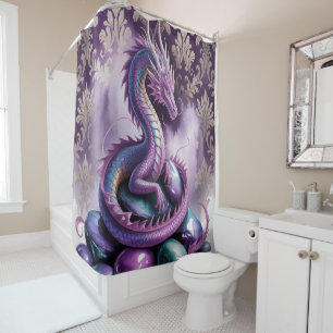 Lila-mystischer Drache Gothic Duschvorhang