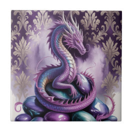 Lila Mystischer Drache Gothic Fliese
