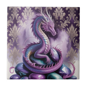 Lila Mystischer Drache Gothic Fliese