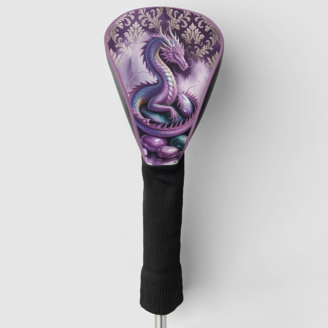 Lila Mystischer Drache Gothic Golf Headcover (Vorderseite)