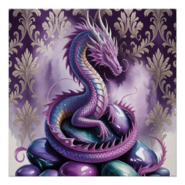 Lila Mystischer Drache Gothic Poster