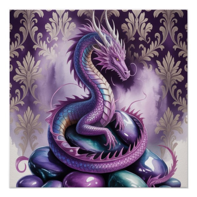 Lila Mystischer Drache Gothic Poster (Vorderseite)